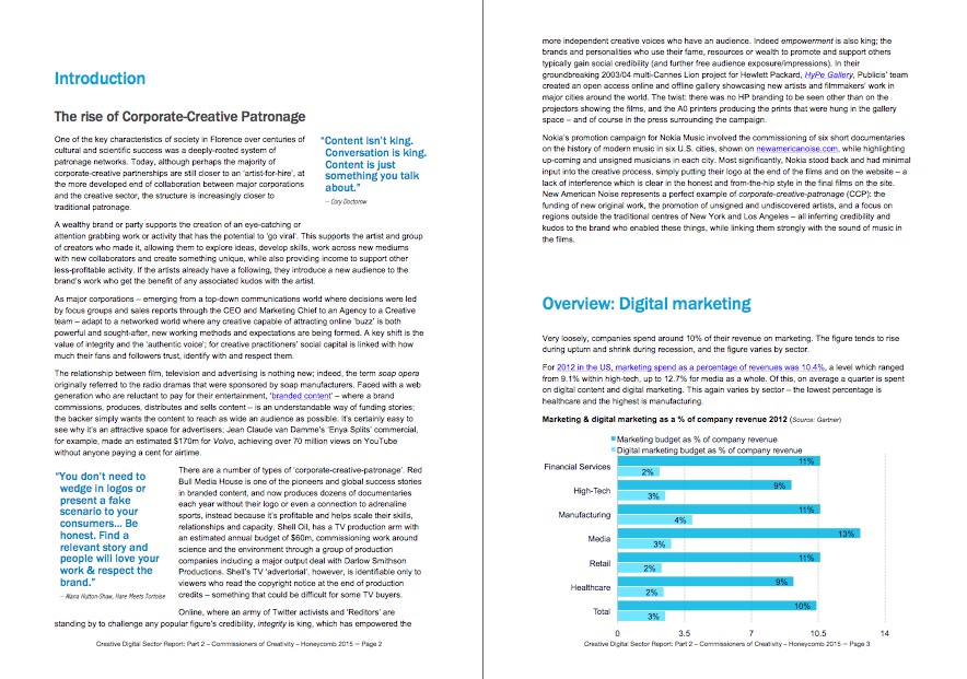Screengrab of creative industries report